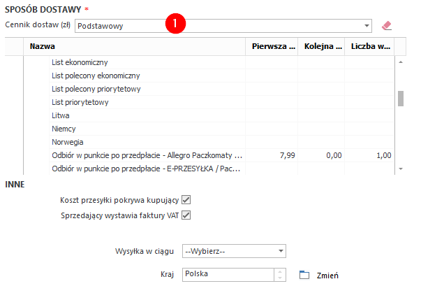 WAPRO Aukcje cenniki wysyłki