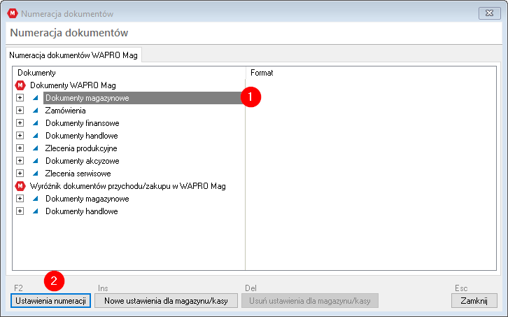 WAPRO Mag numeracja dokumentów