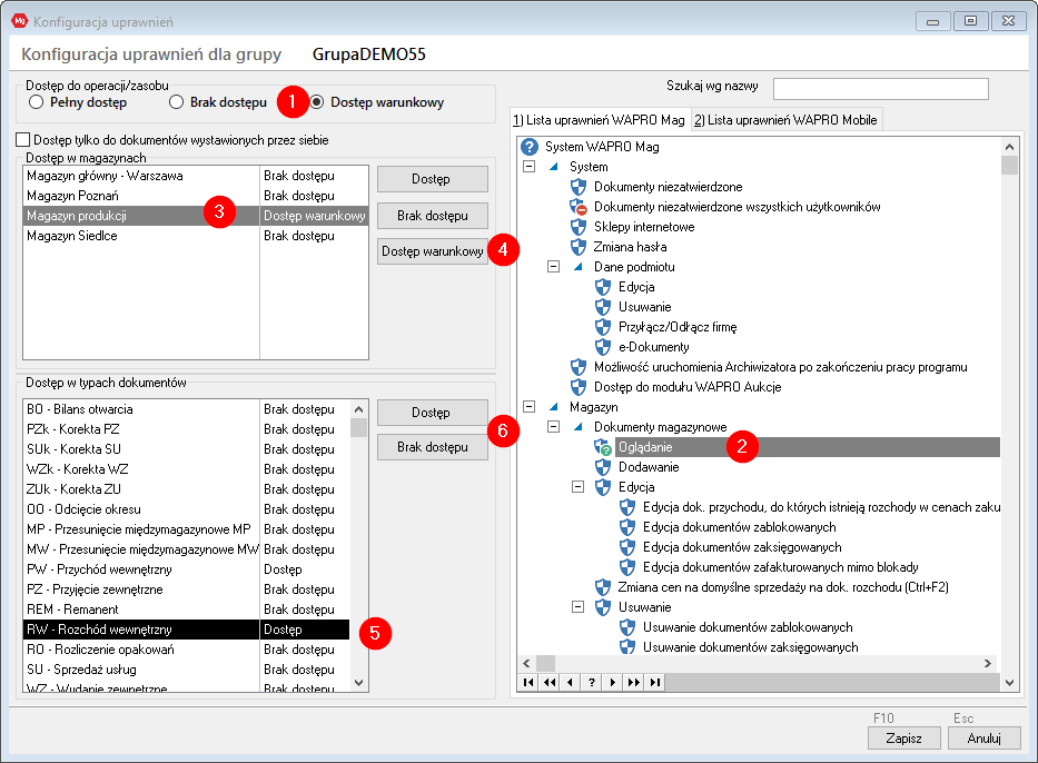 WAPRO Mag uprawnienia warunkowe