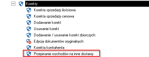 WAPRO Mag przepinanie dostaw uprawnienie